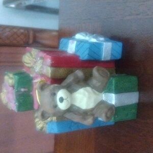 Bear Candle Holder With Santa Candle, Christmas Decor